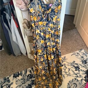 Miami Floral Maxi Dress in Yellow and Blue